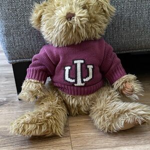 Plush Teddy Bear with Purple Sweater